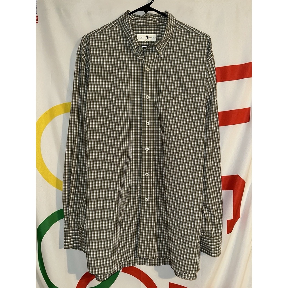 Duck Head Button Up Shirt Mens XL Plaid Long Sleeve Performance Stretch